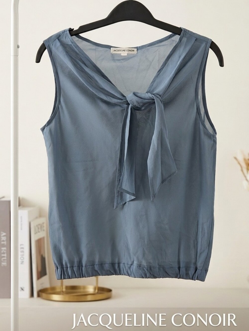 Sleeveless Tie-Neck Camisole in Slate Blue